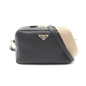 Prada Soft Grain Shoulder Bag Black Leather